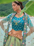 Saga Green Beautiful Traditional Designer Elegant Embroidery Work Cut Work Silk Lehenga - 7104