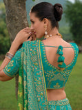 Beautiful Traditional Designer Elegant Green Embroidery Work Cut Work Silk Lehenga - 7405