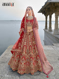 Red Raw Silk Bridal Wedding Lehenga Set with Heavy Net Dupatta - AA138