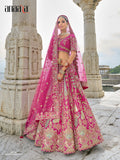 Pink Raw Silk Bridal Wedding Lehenga Set with Heavy Net Dupatta - AA140