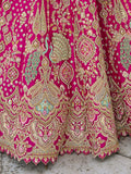 Pink Raw Silk Bridal Wedding Lehenga Set with Heavy Net Dupatta - AA140