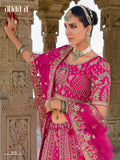 Pink Raw Silk Bridal Wedding Lehenga Set with Heavy Net Dupatta - AA142