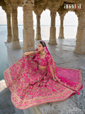 Pink Raw Silk Bridal Wedding Lehenga Set with Heavy Net Dupatta - AA142