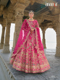 Pink Raw Silk Bridal Wedding Lehenga Set with Heavy Net Dupatta - AA142