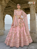 Peach Raw Silk Bridal Wedding Lehenga Set with Heavy Net Dupatta - AA144