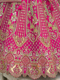 Pink Raw Silk Bridal Wedding Lehenga Set with Heavy Net Dupatta - AA146