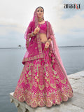 Pink Raw Silk Bridal Wedding Lehenga Set with Heavy Net Dupatta - AA146