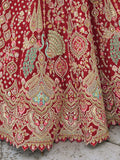 Red Raw Silk Bridal Wedding Lehenga Set with Heavy Net Dupatta - AA151